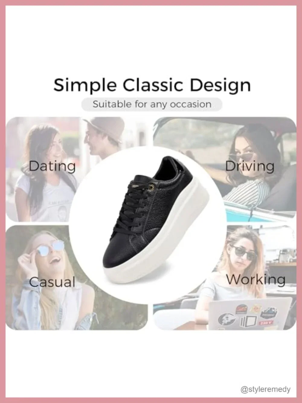 Women's Platform Fashion Sneakers Thick Sole Faux Leather PU
